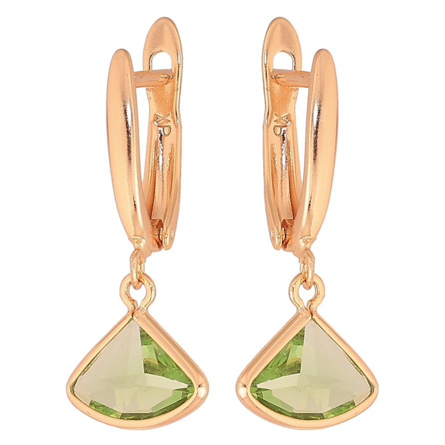 Серьги Xuping M&L цвет 18K английский замок "Подвески с зелеными кристаллами" фото №1 Серьги Xuping M&L цвет 18K английский замок "Подвески с зелеными кристаллами" фото №1
