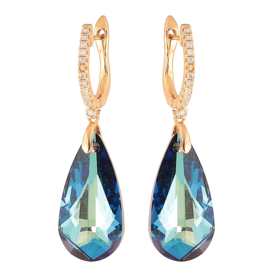 Серьги Xuping цвет 18K с кристаллами Swarovski английский замок "Подвески с кристаллами Metallic Blue" фото №1 Серьги Xuping цвет 18K с кристаллами Swarovski английский замок "Подвески с кристаллами Metallic Blue" фото №1