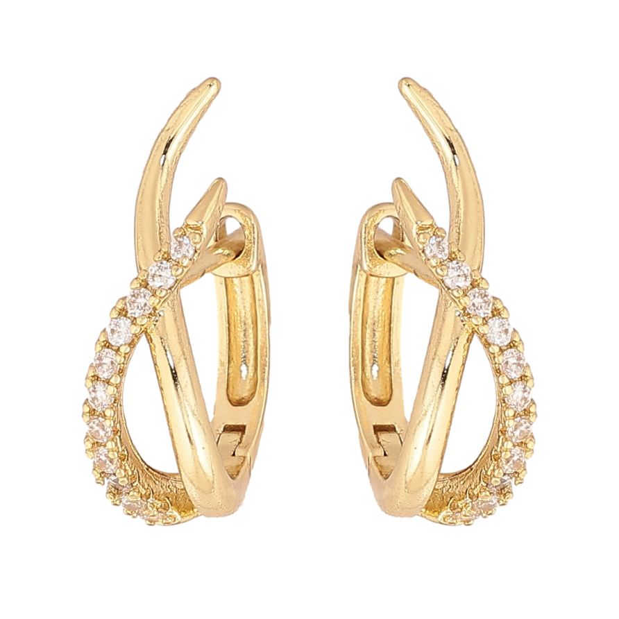 Серьги Xuping цвет Позолота 14K английский замок "Узор с кристаллами" фото №1
