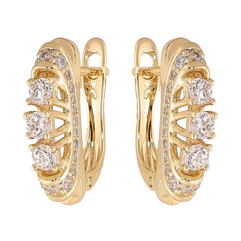 Серьги Xuping цвет Позолота 14K английский замок "Узор с кристаллами" фото №14 Серьги Xuping цвет Позолота 14K английский замок "Узор с кристаллами" фото №14