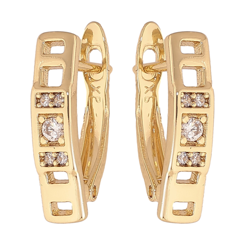 Серьги Xuping цвет Позолота 14K английский замок "Узор с кристаллами" фото №12 Серьги Xuping цвет Позолота 14K английский замок "Узор с кристаллами" фото №12