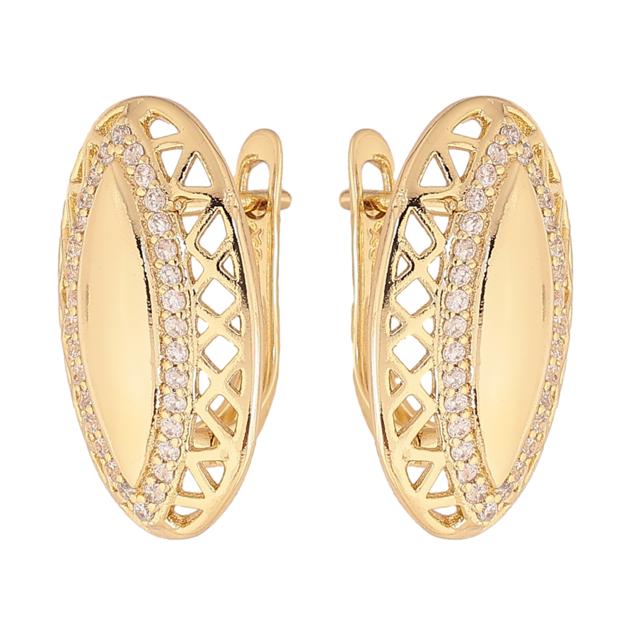 Серьги Xuping цвет Позолота 14K английский замок "Узор с кристаллами" фото №1 Серьги Xuping цвет Позолота 14K английский замок "Узор с кристаллами" фото №1
