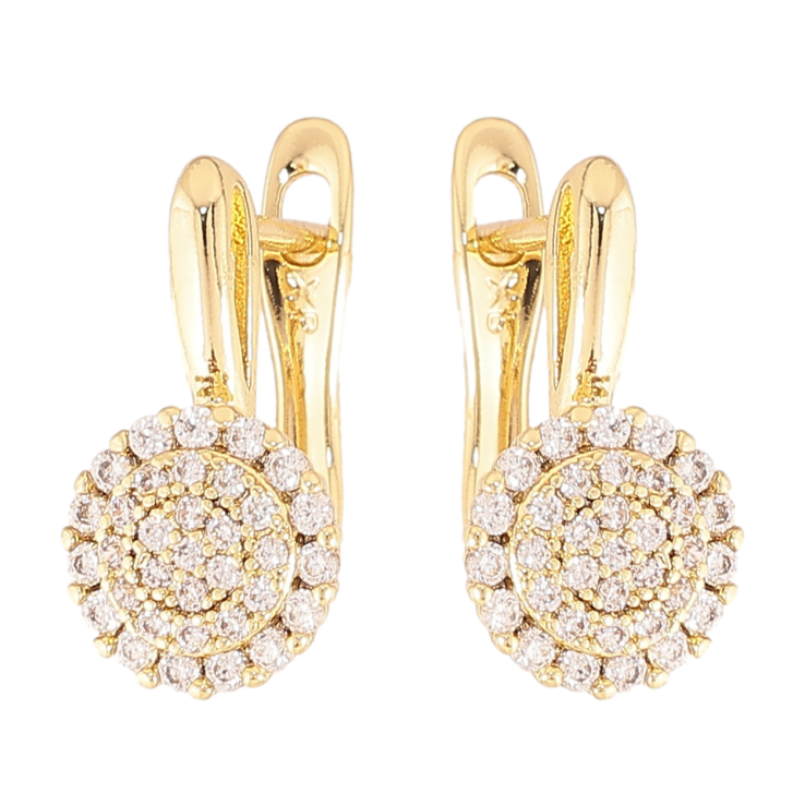 Серьги Xuping цвет Позолота 14K английский замок "Узор с кристаллами" фото №2