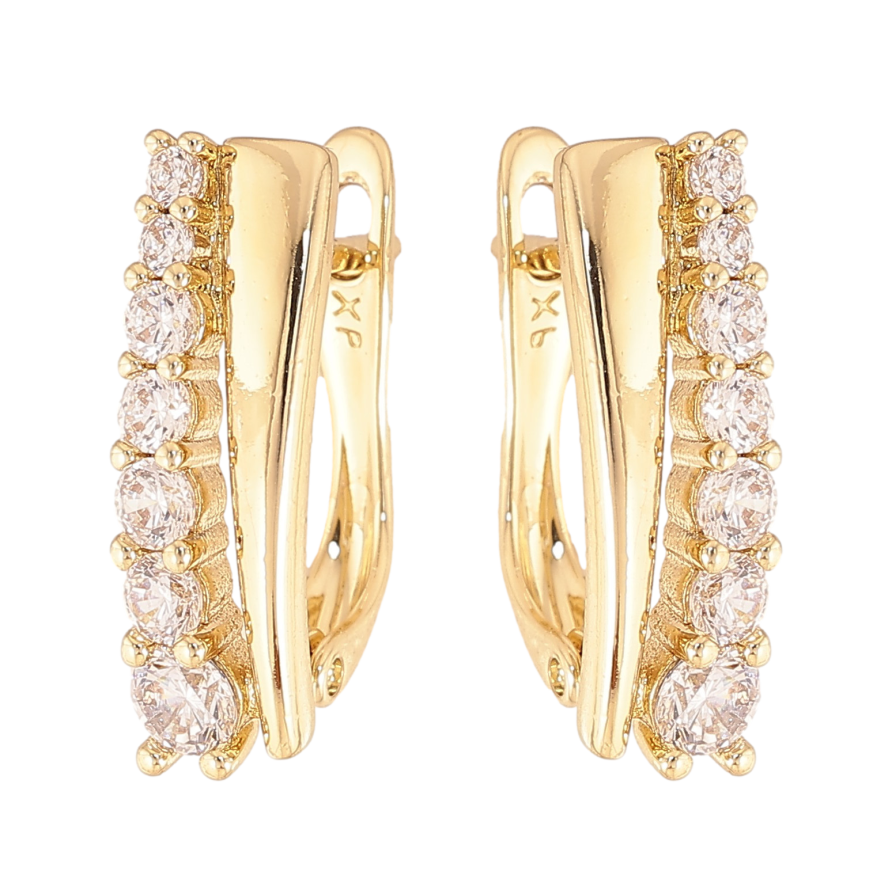 Серьги Xuping цвет Позолота 14K английский замок "Узор с кристаллами" фото №1