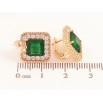 Серьги Xuping цвет Позолота 18K английский замок "Зеленые кристаллы в обрамлении" фото №2