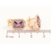 Серьги Xuping цвет Позолота 18K английский замок "Сиреневые кристаллы в обрамлении" фото №2