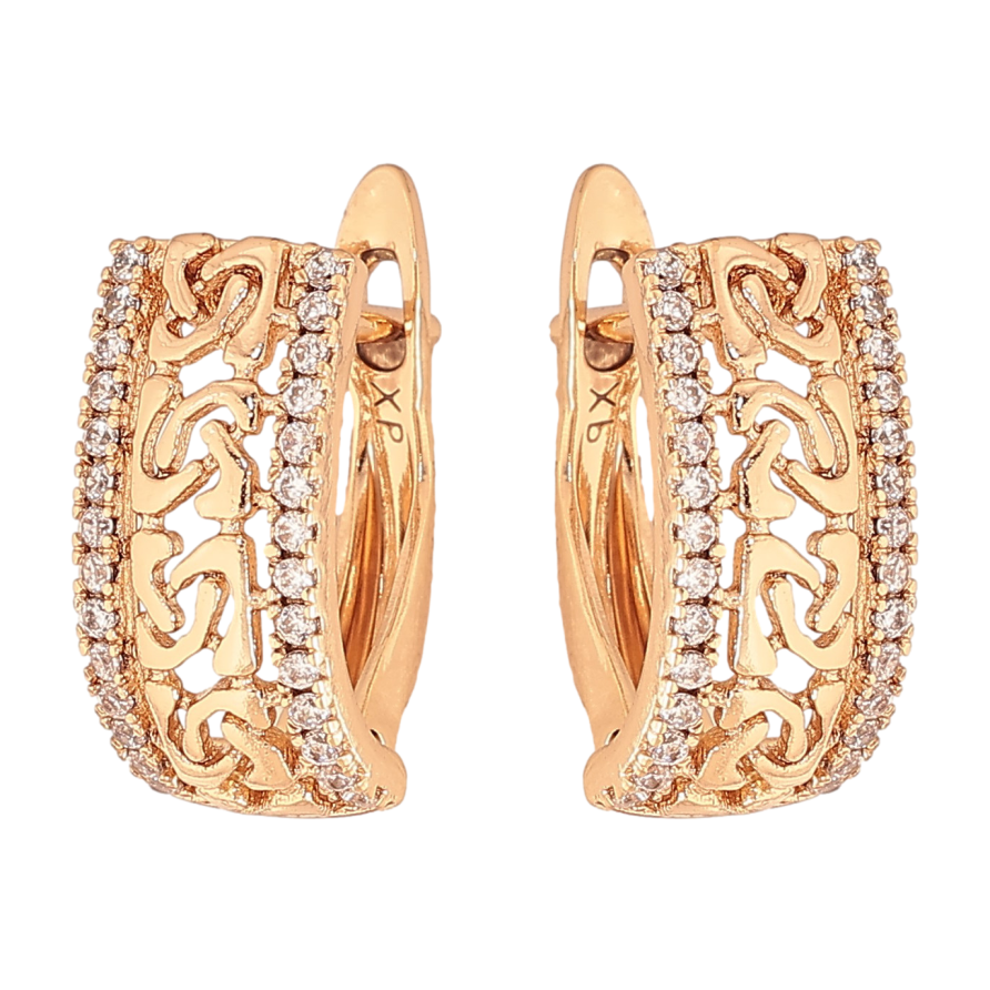Серьги Xuping цвет Позолота 18K английский замок "Узор с кристаллами" фото №1 Серьги Xuping цвет Позолота 18K английский замок "Узор с кристаллами" фото №1