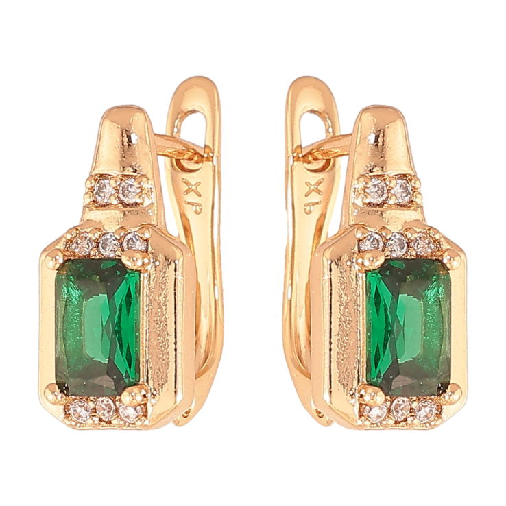 Серьги Xuping цвет Позолота 18K английский замок "Узор с зелеными кристаллами" фото №21 Серьги Xuping цвет Позолота 18K английский замок "Узор с зелеными кристаллами" фото №21