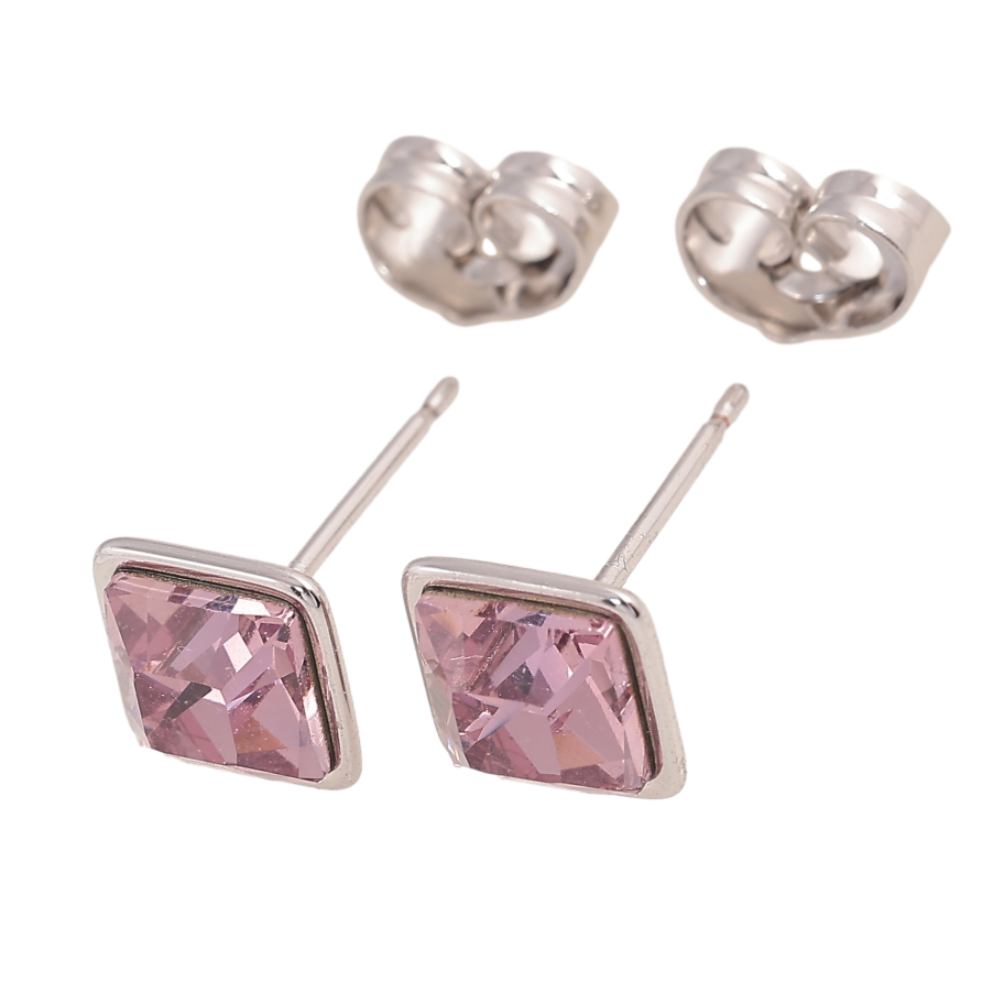 Серьги Xuping цвет Родий с кристаллами Swarovski пусеты "Кристаллы Rose" 8х8мм фото №1 Серьги Xuping цвет Родий с кристаллами Swarovski пусеты "Кристаллы Rose" 8х8мм фото №1