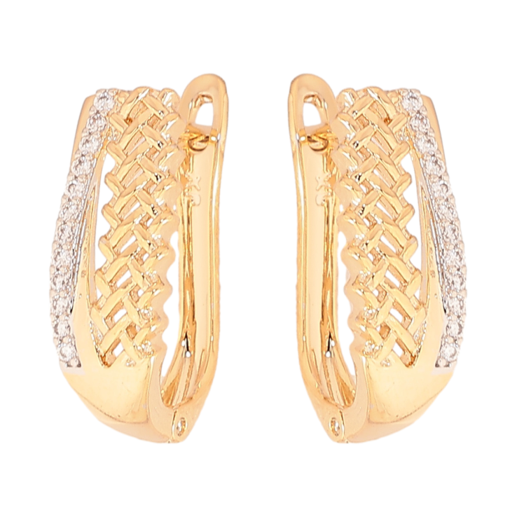 Серьги Xuping цвет позолота 18K + родий английский замок узор с кристаллами фото №11