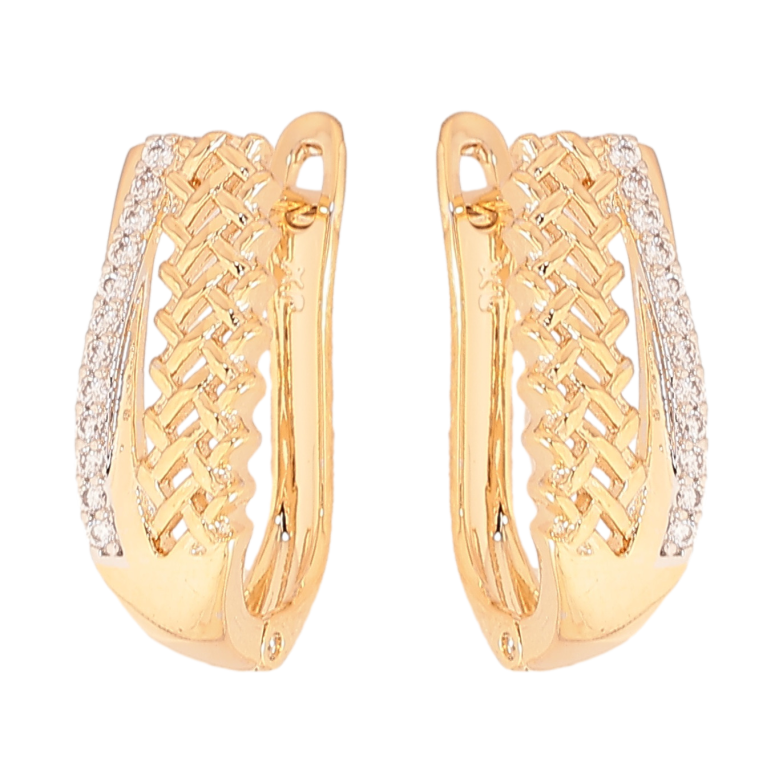 Серьги Xuping цвет позолота 18K + родий английский замок узор с кристаллами фото №20