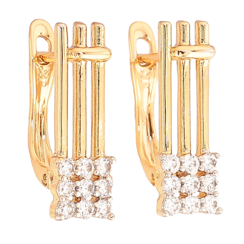 Серьги Xuping цвет позолота 18K + родий английский замок узор с кристаллами фото №1 Серьги Xuping цвет позолота 18K + родий английский замок узор с кристаллами фото №1