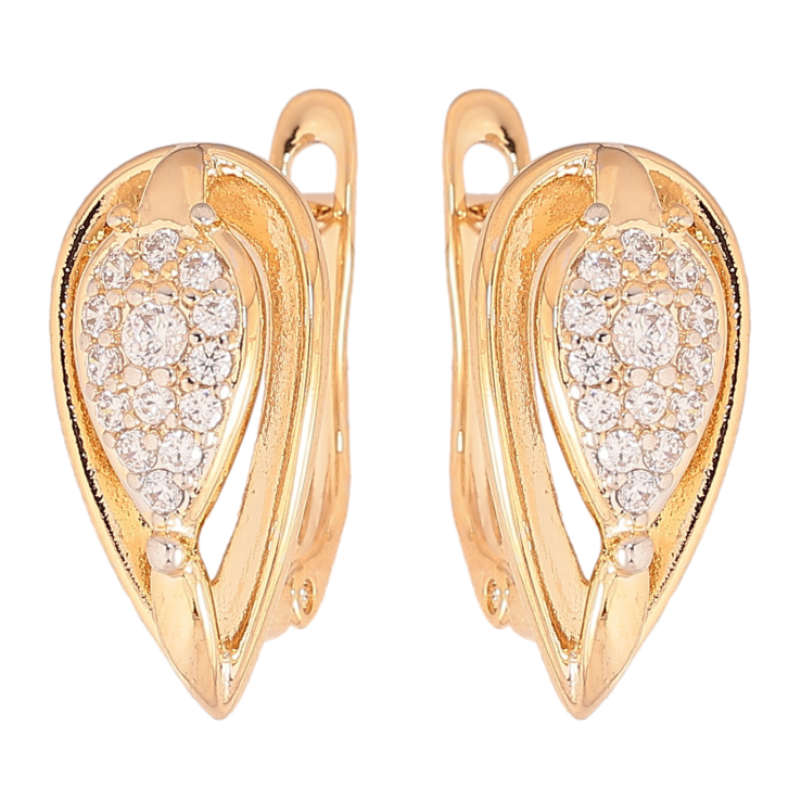 Серьги Xuping цвет позолота 18K + родий английский замок узор с кристаллами фото №22