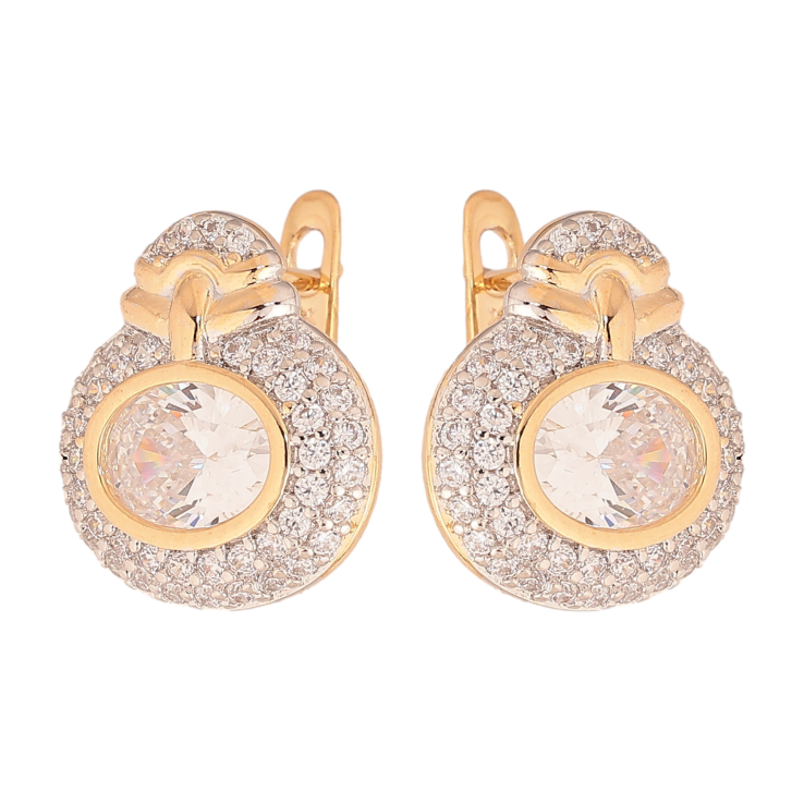 Серьги Xuping цвет позолота 18K + родий английский замок узор с инкрустацией кристаллами фото №23