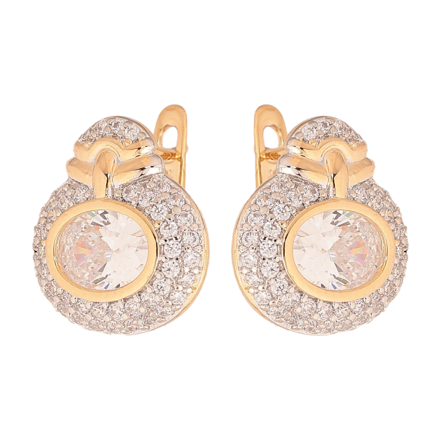 Серьги Xuping цвет позолота 18K + родий английский замок узор с инкрустацией кристаллами фото №1 Серьги Xuping цвет позолота 18K + родий английский замок узор с инкрустацией кристаллами фото №1