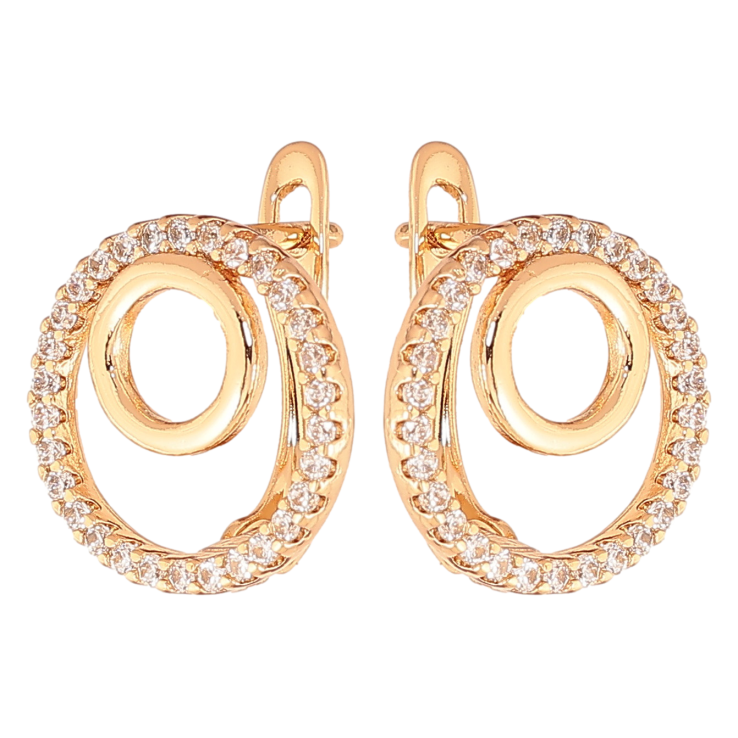 Серьги Xuping цвет позолота 18K английский замок колечки с кристаллами фото №19