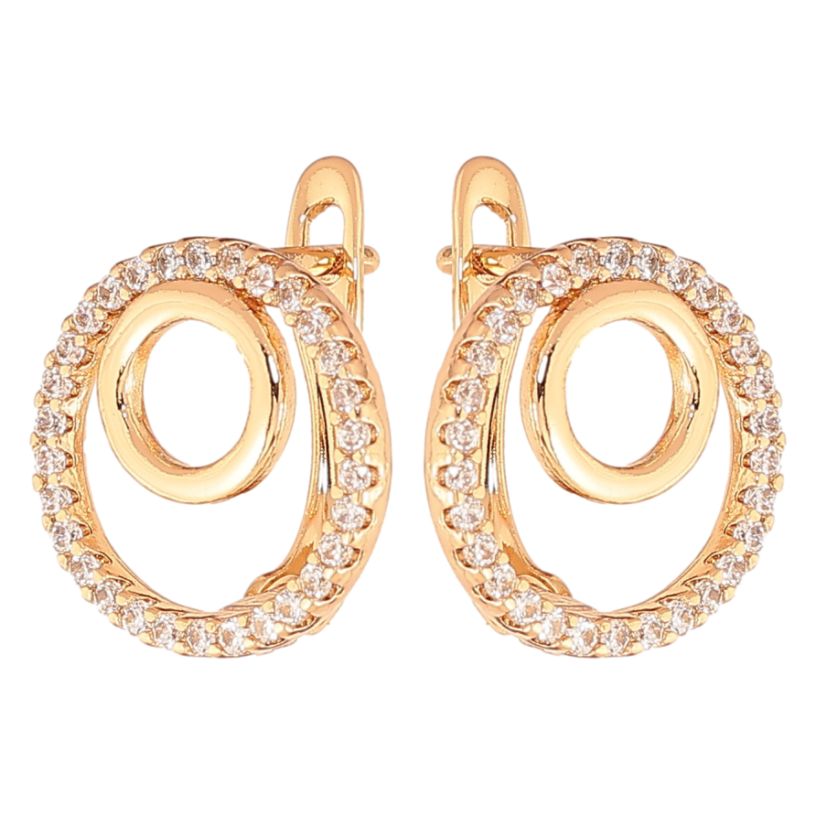 Серьги Xuping цвет позолота 18K английский замок колечки с кристаллами фото №1 Серьги Xuping цвет позолота 18K английский замок колечки с кристаллами фото №1