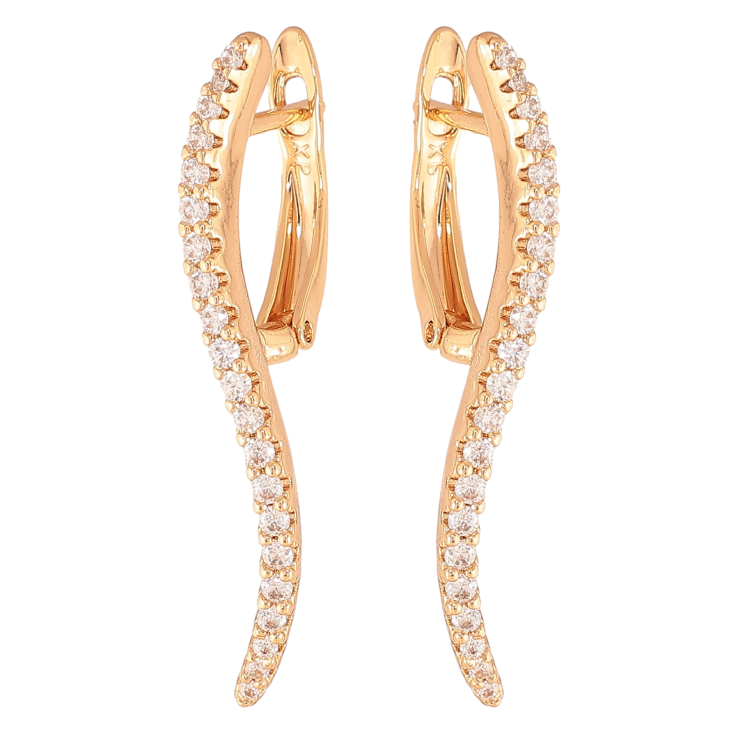 Сережки Xuping колір позолота 18K англійський замок хвилясті доріжки кристалів фото №20 Сережки Xuping колір позолота 18K англійський замок хвилясті доріжки кристалів фото №20