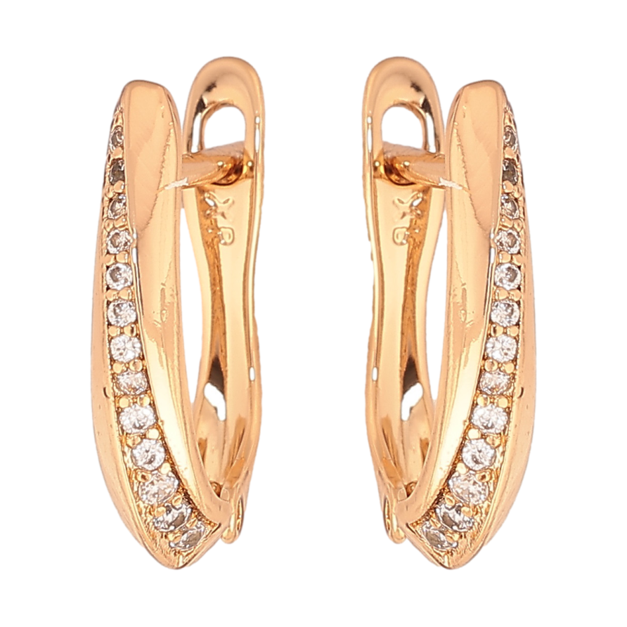 Сережки Xuping колір позолота 18K англійський замок візерунок з кристалами фото №1 Сережки Xuping колір позолота 18K англійський замок візерунок з кристалами фото №1
