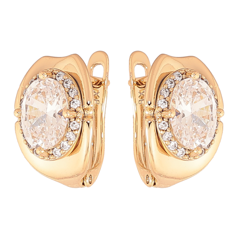 Серьги Xuping цвет позолота 18K английский замок узор с кристаллами фото №1