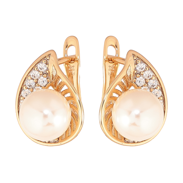 Серьги Xuping цвет позолота 18K английский замок узор с кристаллами и жемчужинами фото №17 Серьги Xuping цвет позолота 18K английский замок узор с кристаллами и жемчужинами фото №17