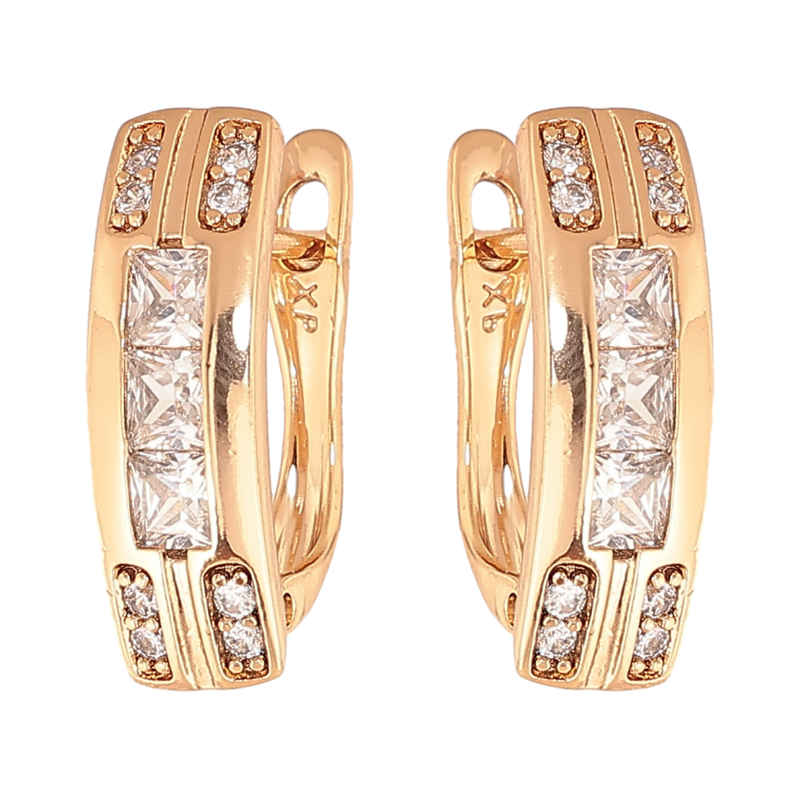 Серьги Xuping цвет позолота 18K английский замок узор с кристаллами фото №1