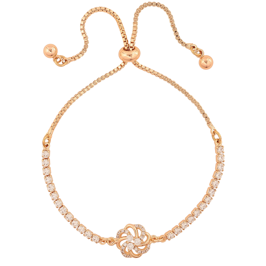 Браслет Xuping M&L колір 18K "Доріжка кристалів з квіточкою" на бігунку 8-22см х 1-10мм фото №1 Браслет Xuping M&L колір 18K "Доріжка кристалів з квіточкою" на бігунку 8-22см х 1-10мм фото №1