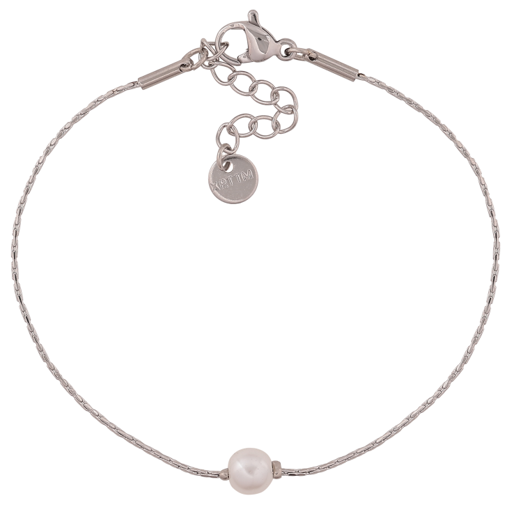 Браслет Xuping ТТМ Stainless Steel колір Родій "Ланцюжок з перлиною" довжина з дод. ланцюжком 17-20.5см х 1-6мм фото №9