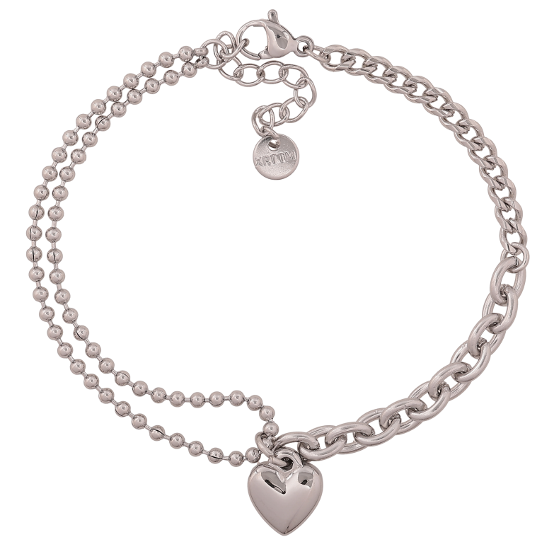 Браслет Xuping ТТМ Stainless Steel колір Родій "Сердечко" довжина з дод. ланцюжком 18-21см х 2-5мм фото №6 Браслет Xuping ТТМ Stainless Steel колір Родій "Сердечко" довжина з дод. ланцюжком 18-21см х 2-5мм фото №6