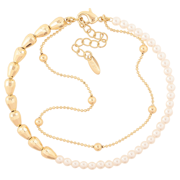 Браслет Xuping цвет Позолота 14K "Цепочка с нитью жемчуга и золотистых бусин" размер с доп. цепочкой 17.5-21см х 1-4мм фото №11 Браслет Xuping цвет Позолота 14K "Цепочка с нитью жемчуга и золотистых бусин" размер с доп. цепочкой 17.5-21см х 1-4мм фото №11