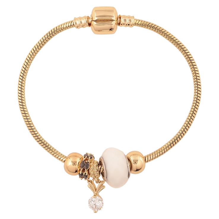 Браслет Xuping цвет Позолота 14K "У стилі Pandora ювелірний шнур з намистинами" довжина 18см х 3мм фото №7 Браслет Xuping цвет Позолота 14K "У стилі Pandora ювелірний шнур з намистинами" довжина 18см х 3мм фото №7