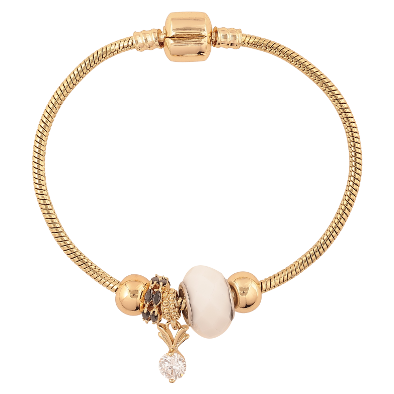 Браслет Xuping цвет Позолота 14K "У стилі Pandora ювелірний шнур з намистинами" довжина 18см х 3мм фото №1