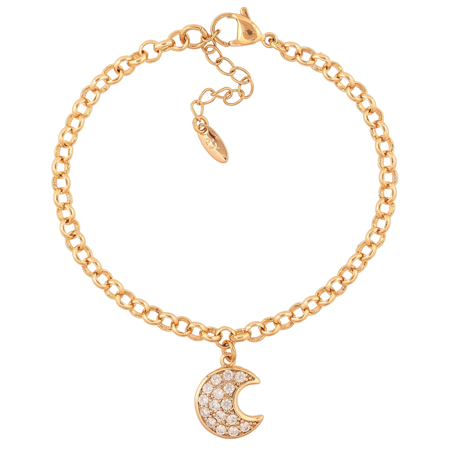 Браслет Xuping цвет Позолота 18K "Цепочка с подвеской полумесяц" размер с доп. цепочкой 17-20см х 4мм фото №1 Браслет Xuping цвет Позолота 18K "Цепочка с подвеской полумесяц" размер с доп. цепочкой 17-20см х 4мм фото №1