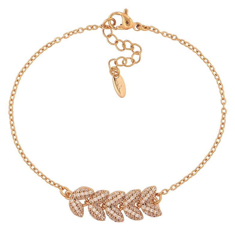 Браслет Xuping цвет Позолота 18K "Цепочка с вставкой веточка" размер с доп. цепочкой 19-21.5см х 1.5-9мм фото №5