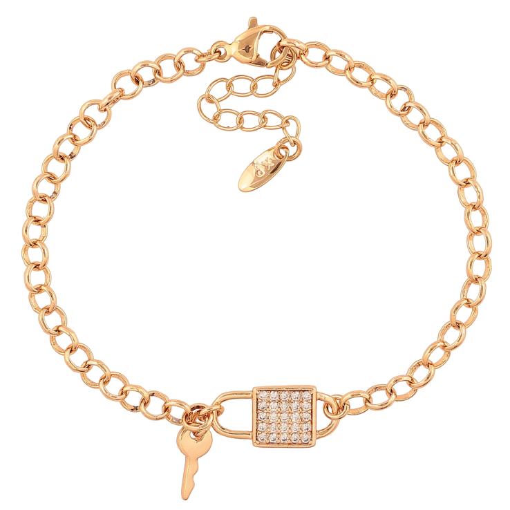 Браслет Xuping цвет Позолота 18K "Цепочка с вставкой замочек и ключик" размер с доп. цепочкой 17-20см х 4-8мм фото №10 Браслет Xuping цвет Позолота 18K "Цепочка с вставкой замочек и ключик" размер с доп. цепочкой 17-20см х 4-8мм фото №10