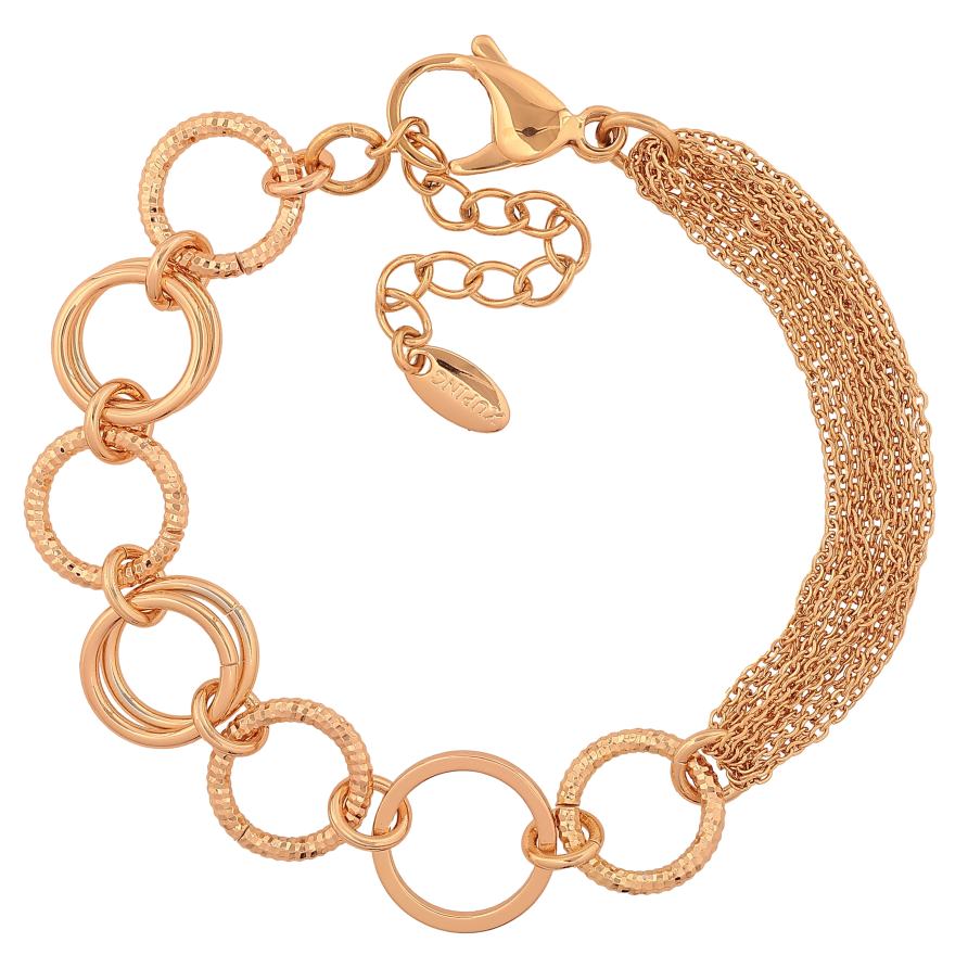 Браслет Xuping цвет Позолота 18K "Цепочка Комбинированная" длинна с доп. цепочкой 19-24см х 10-15мм фото №1