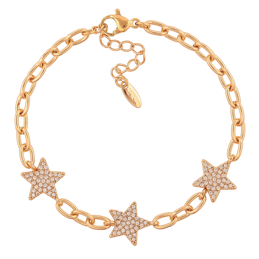 Браслет Xuping цвет Позолота 18K "Цепочка с вставками звезды" размер с доп. цепочкой 16.5-20см х 4-11мм фото №1 Браслет Xuping цвет Позолота 18K "Цепочка с вставками звезды" размер с доп. цепочкой 16.5-20см х 4-11мм фото №1