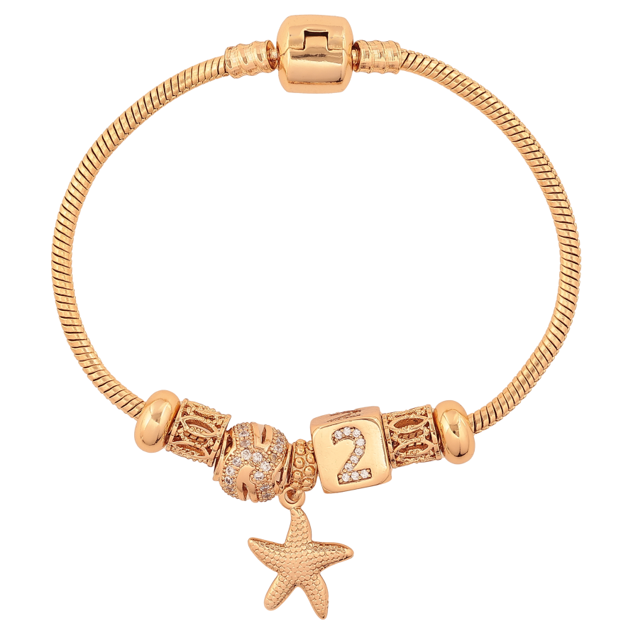 Браслет Xuping цвет Позолота 18K "В стиле "Pandora" Ювелирный шнур с бусинами" длина 18см х 2.5мм фото №1