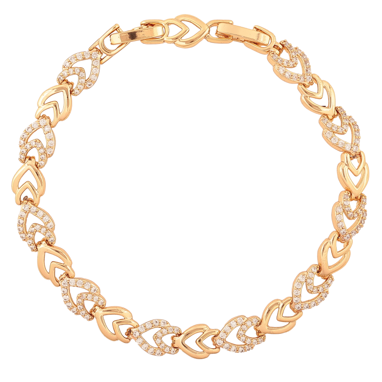 Браслет Xuping цвет Позолота 18K "Узор с кристаллами" размер с доп. замком 17,19см х 6-7мм фото №3