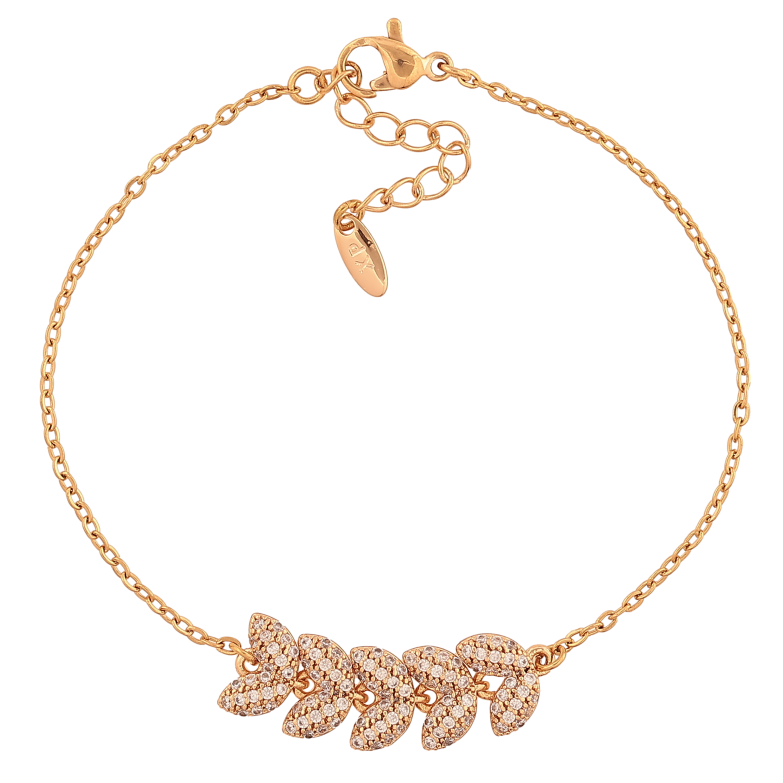 Браслет Xuping цвет Позолота 18K "Цепочка с вставкой веточка" размер с доп. цепочкой 18-21см х 1.5-9мм фото №1