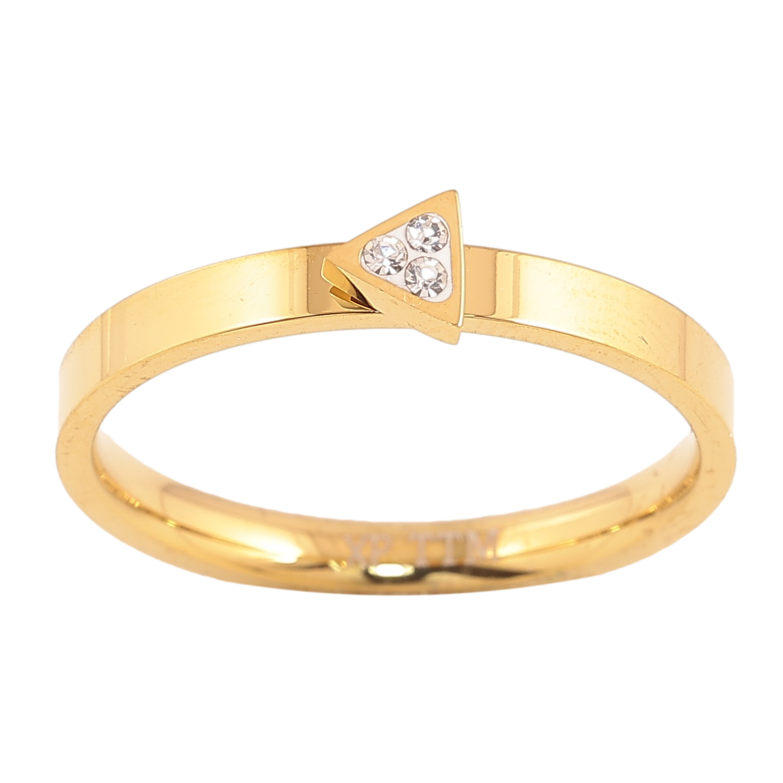 Каблучка Xuping TTM Stainless Steel колір 14К "Трикутник з кристалом" фото №6 Каблучка Xuping TTM Stainless Steel колір 14К "Трикутник з кристалом" фото №6