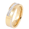 Каблучка Xuping TTM Stainless Steel колір 14К+Родій "Доріжка кристалів" шир. 6мм фото №2