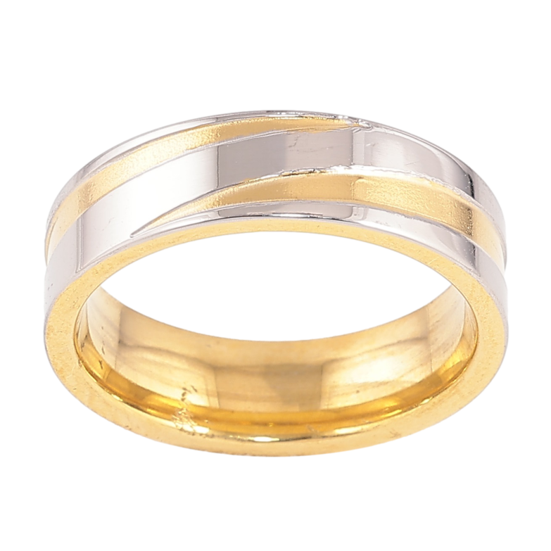 Кольцо Xuping TTM Stainless Steel цвет 14К+Родий "Декоративный узор" шир. 6мм фото №1