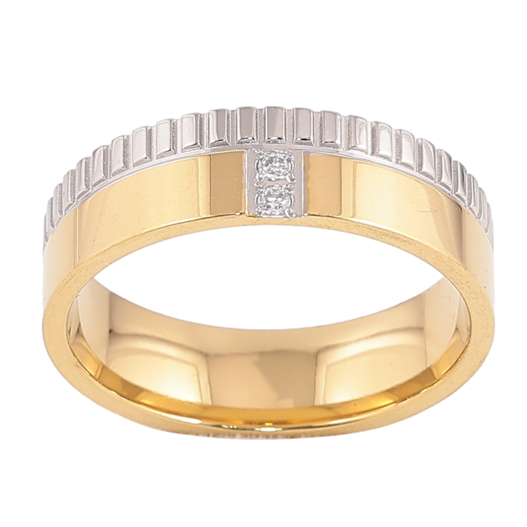 Кольцо Xuping TTM Stainless Steel цвет 14К+Родий "Узор с кристаллами" шир. 6мм фото №19