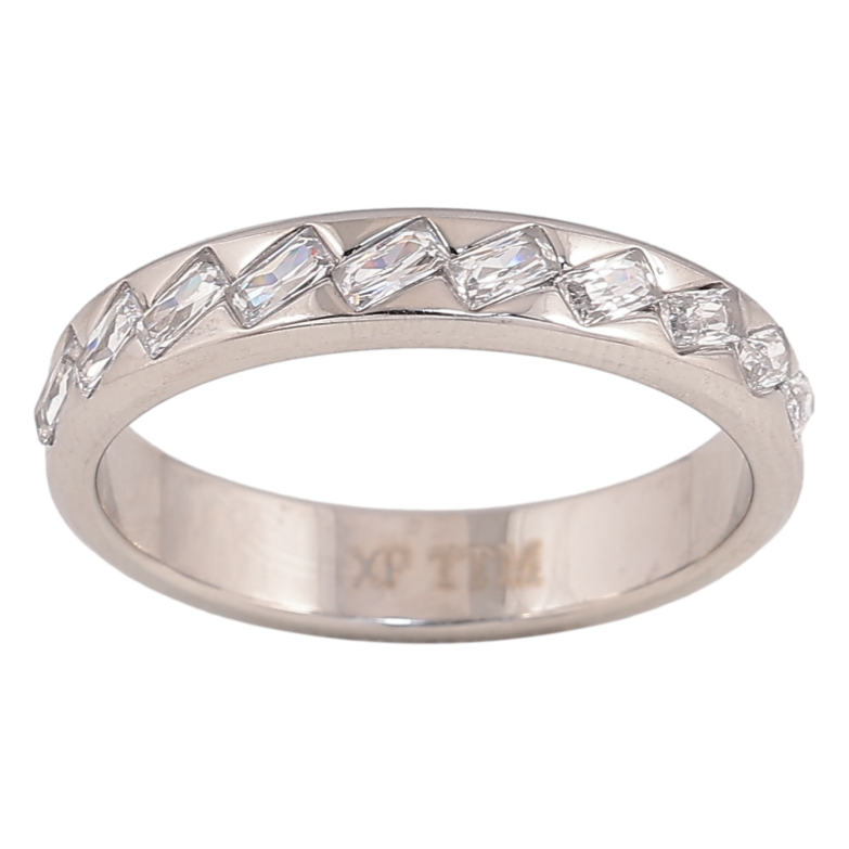 Каблучка Xuping TTM Stainless Steel колір Родій "Доріжка кристалів" шир. 4мм фото №10 Каблучка Xuping TTM Stainless Steel колір Родій "Доріжка кристалів" шир. 4мм фото №10
