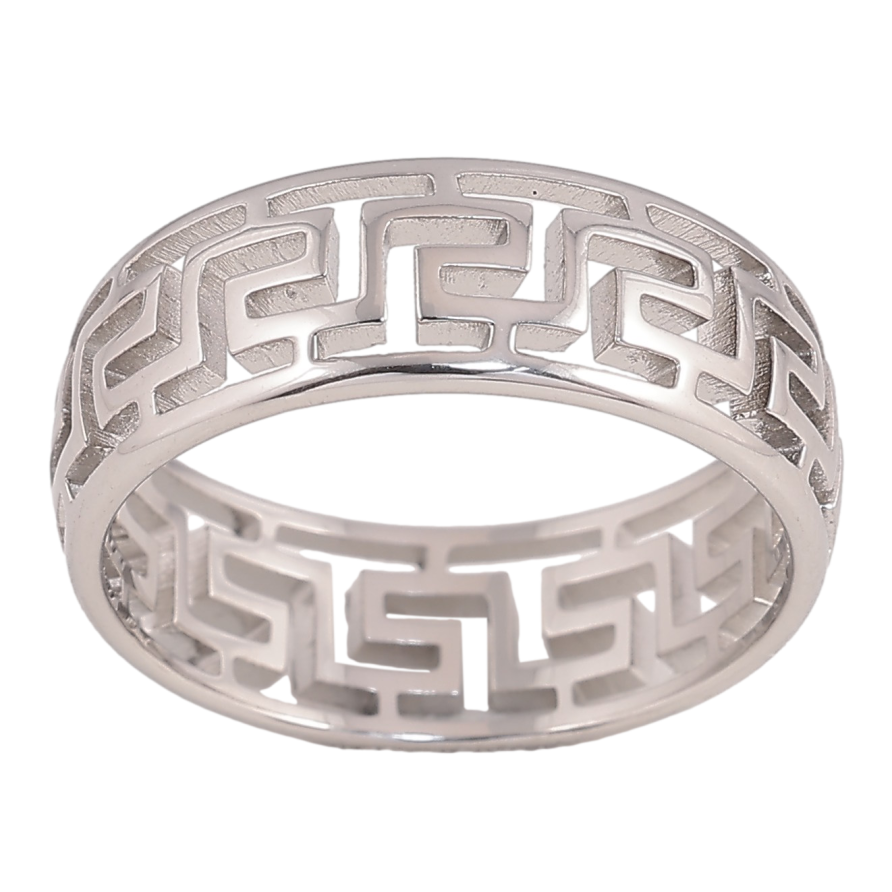 Кольцо Xuping TTM Stainless Steel цвет Родий "Резной греческий орнамент" шир. 7мм фото №1 Кольцо Xuping TTM Stainless Steel цвет Родий "Резной греческий орнамент" шир. 7мм фото №1