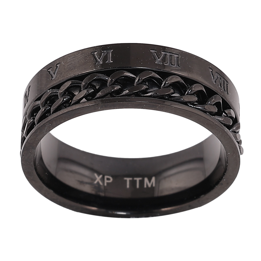 Каблучка Xuping TTM Stainless Steel колір black візерунок ланцюжок шир. 7мм фото №1 Каблучка Xuping TTM Stainless Steel колір black візерунок ланцюжок шир. 7мм фото №1