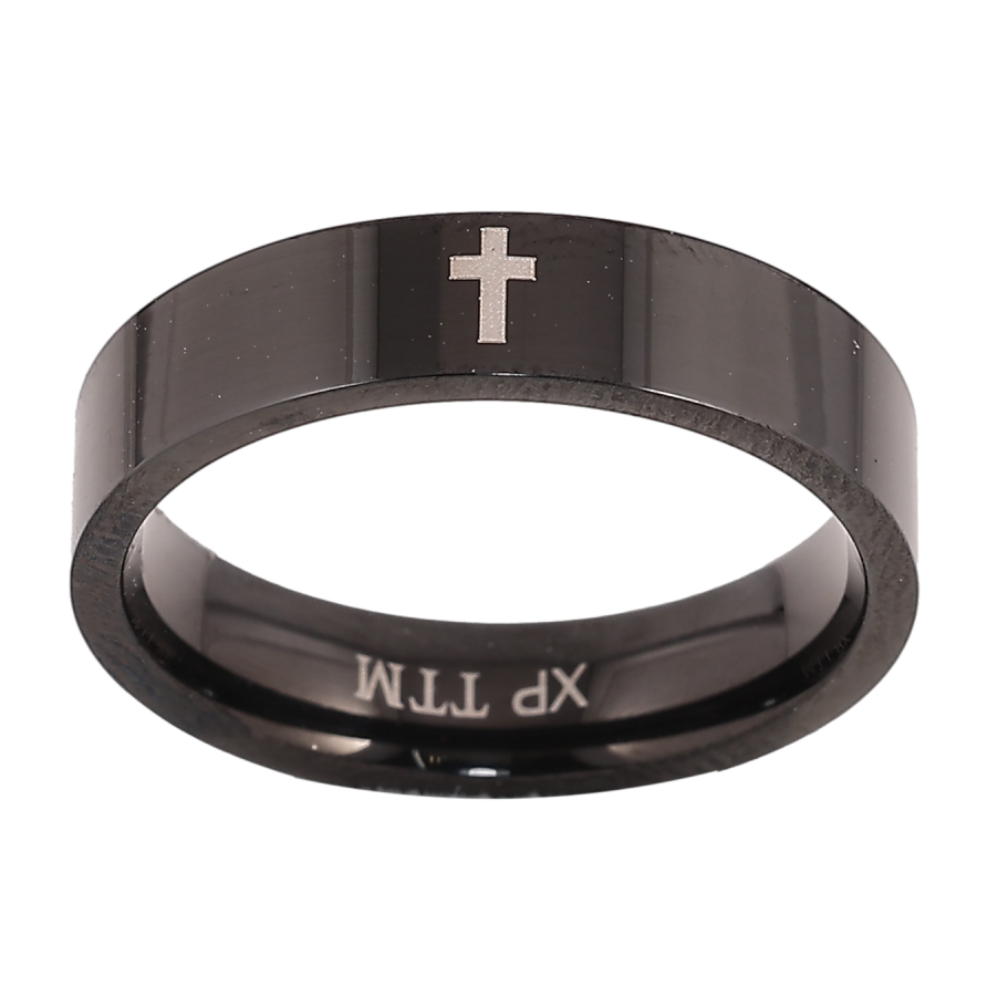 Каблучка Xuping TTM Stainless Steel колір black "Візерунок хрестик" шир. 5мм фото №1 Каблучка Xuping TTM Stainless Steel колір black "Візерунок хрестик" шир. 5мм фото №1