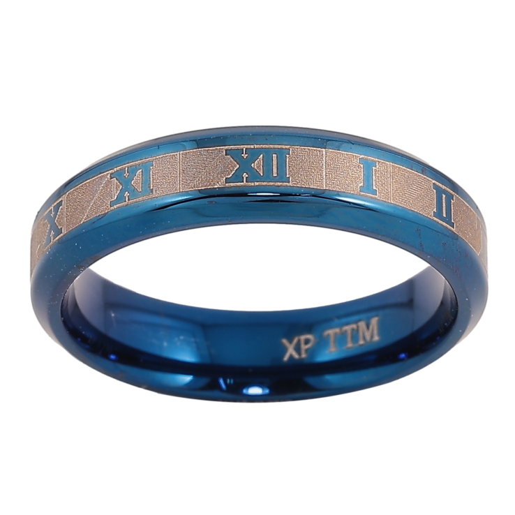 Кольцо Xuping TTM Stainless Steel цвет blue "Узор циферблат" шир. 5мм фото №4 Кольцо Xuping TTM Stainless Steel цвет blue "Узор циферблат" шир. 5мм фото №4