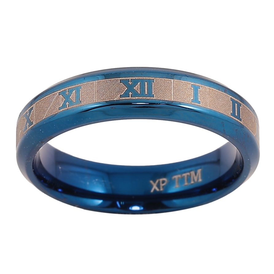 Каблучка Xuping TTM Stainless Steel колір blue "Візерунок циферблат" шир. 5мм фото №1 Каблучка Xuping TTM Stainless Steel колір blue "Візерунок циферблат" шир. 5мм фото №1